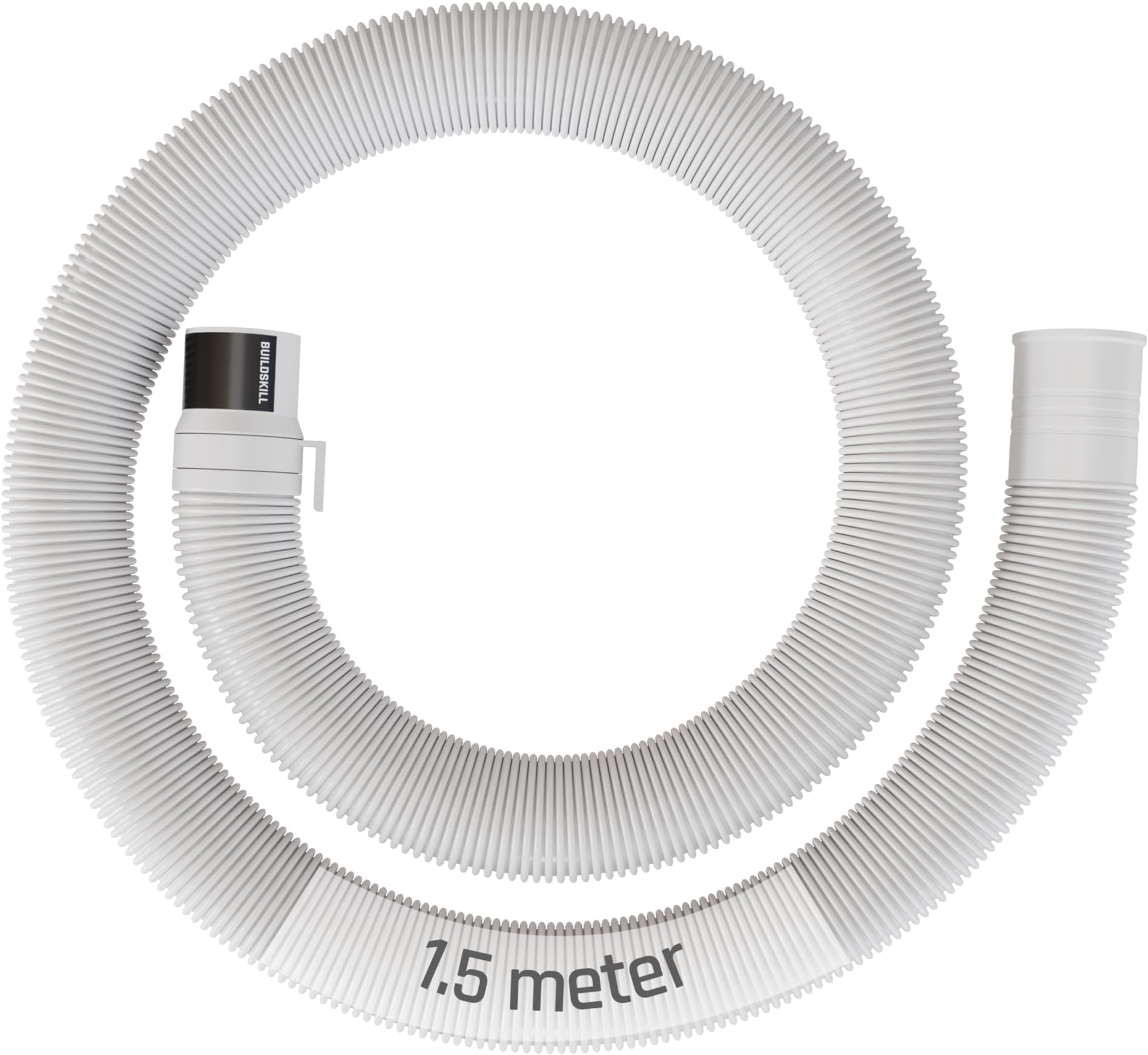 BUILDSKILL Semi-Automatic Washing Machine Drain Pipe 1.5 Meters | In-Built Anti-Slip Hook | Leakproof Solid Built | Flexible Design | 5-8Kg Washing Machine Pipe Outlet Drain (Pack of 1- White)