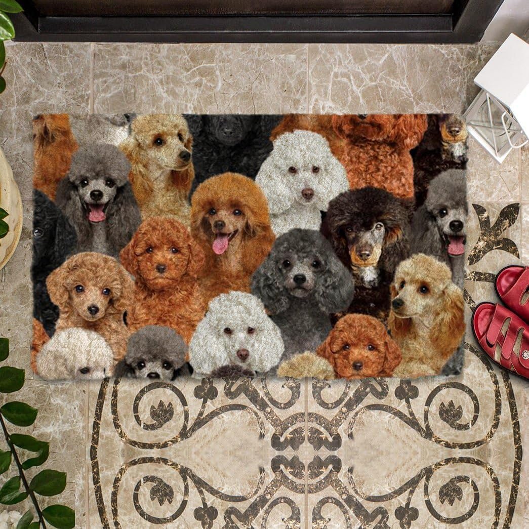 Cute Poodle Dog Doormat, A Bunch of Poodle Dogs Entryway Doormat Indoor, Poodle Dog Welcome Floor Mat Rug, Gift for Poodle Dog Lovers, Decorative Door Mat Welcome Home Gifts