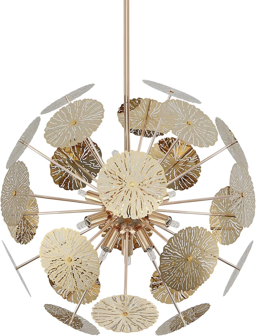 Fivess Lighting 12-Light Modern Sputnik Chandelier Gold with Bulbs, Adjustable Rods Globe Pendant Lighting Fixture for Dining Room Kitchen Island Foyer Farmhouse