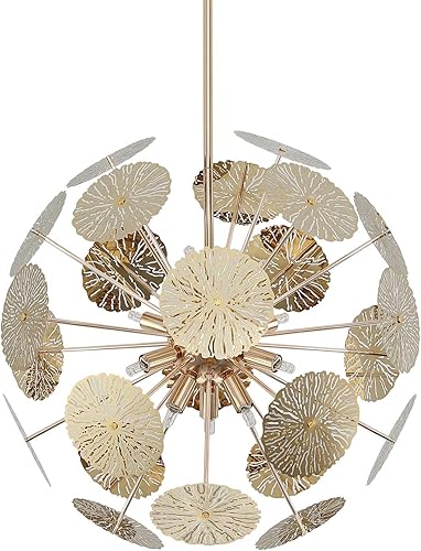 Fivess Lighting Candelabro Sputnik moderno de 12 luces de níquel cepillado con bombillas, varillas ajustables, lámpara colgante de globo para