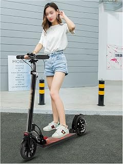 OFFA Teens/Adults Scooter For Kids With Big Wheels Kick Scooters For Kids 8 And Up Portable Folding Sports & Outdoors Scooters,Front And Rear Double Shock Absorption, Gift Baskets (Color : Black)