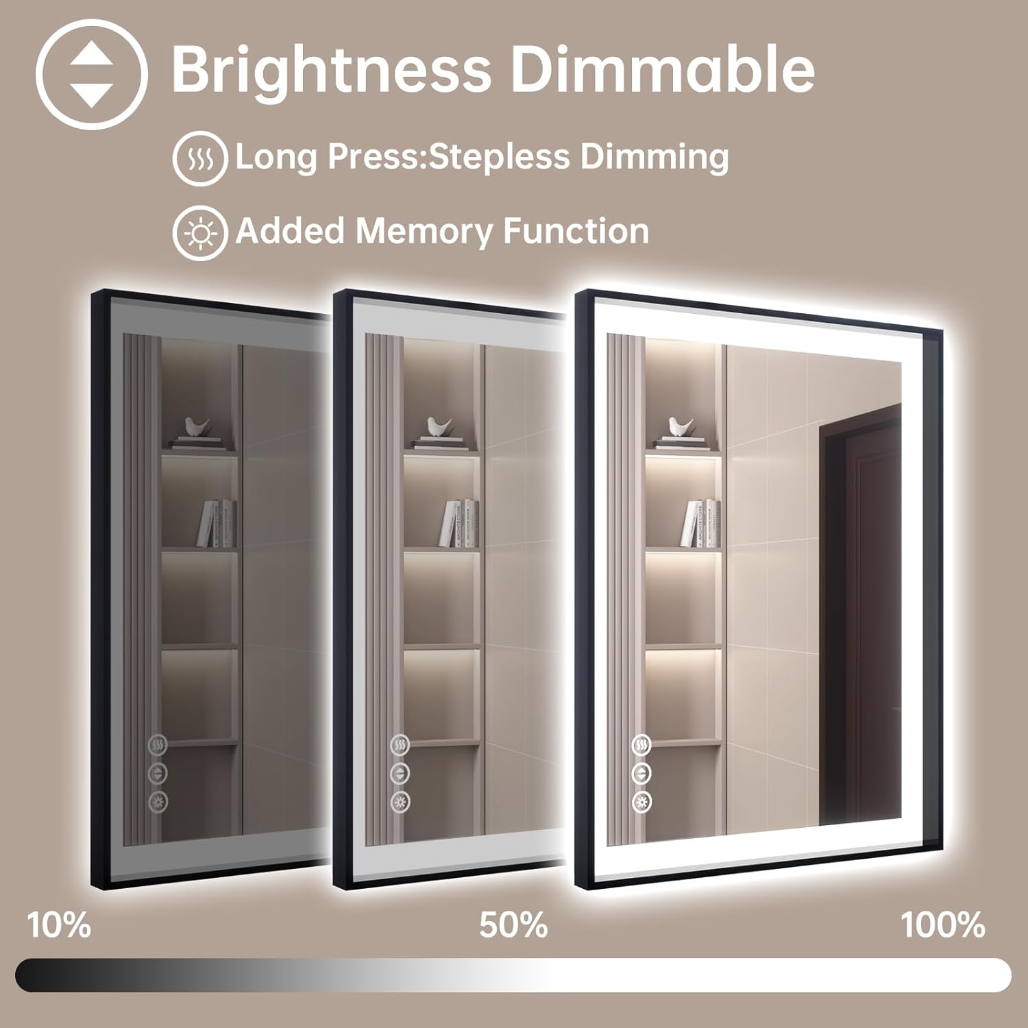 24x32 LED Bathroom Mirror with Lights, Black Aluminum Framed, Backlit + Front Lit, Lighted Bathroom Vanity Mirror for Wall, Anti-Fog, Memory Function, Dimmable, Shatterproof ETL Listed