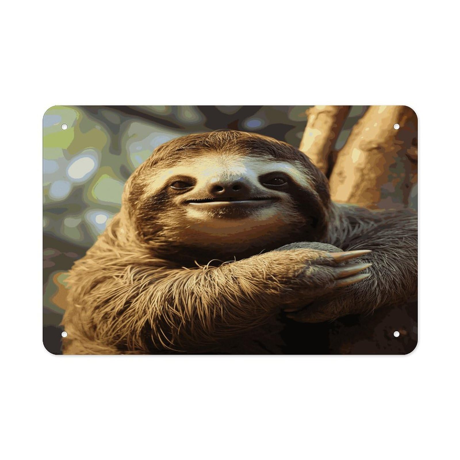 Fekiloot Style Funny Sloth Metal Signs Wall Art Tin Sign