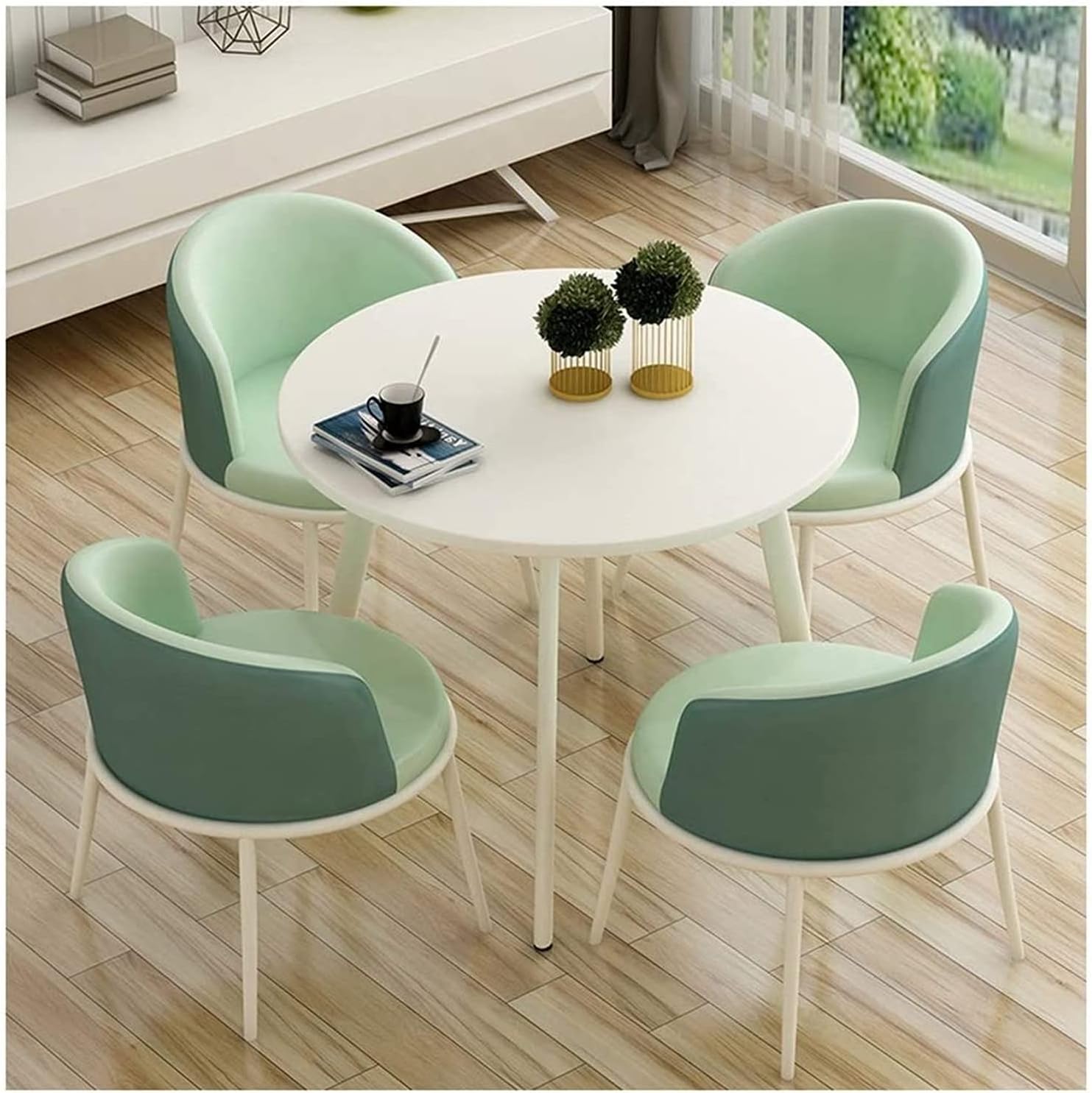 Office Table and Chair Set Hotel Reception Lounge Negotiation Table and Chair Set Tea Shop Coffee Shop Dessert Shop Clothing Store Office Lounge Meeting R (Green 2-One Size)