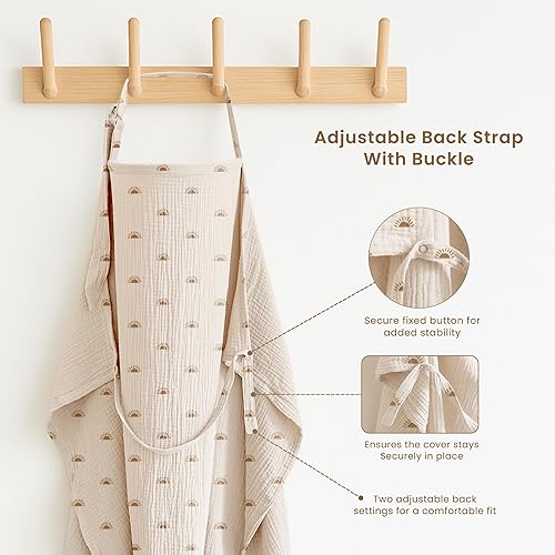 Miniatura 62 de Konssy 2-Pack Bufanda de muselina para lactancia para mamás con aro rígido, 100% algodón, cubierta de lactancia ligera y transpirable, ajustable