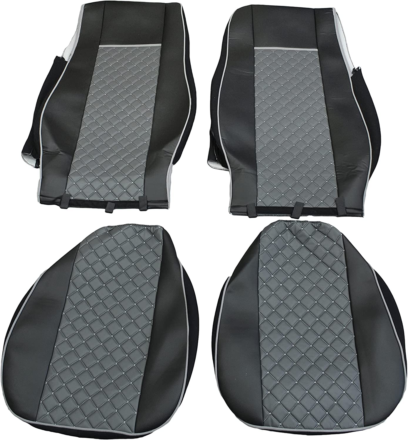 Schwarz Eco Leder Sitzbezüge 1+1 Für Mercedes Sprinter 2006-2018