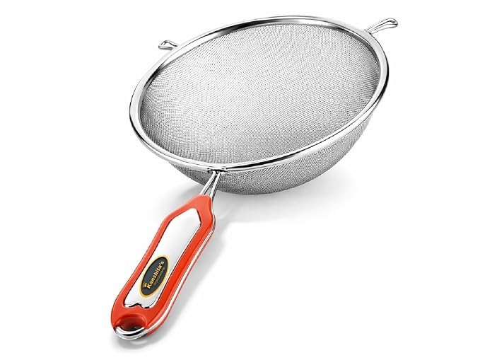 Kanshita's Rasoiware Stainless Steel Multipurpose Strainer – 16 cm Sieve for Vegetables, Juice & Soup (32L x 16W x 5H cm, Silver)
