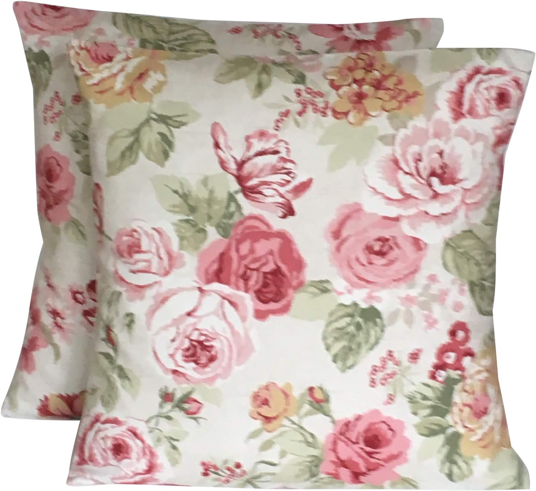 CUSHIONS2U 2 x 20 Clarke & Clarke Sage Green Pink Cream Beige Vintage Style Floral Cushion Covers