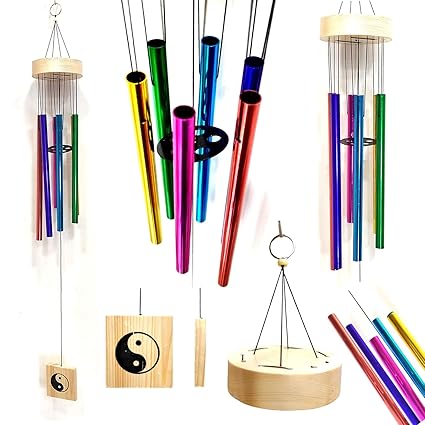 Plus Value Feng Shui Vastu Metal Wind Chimes for Home Decor Positive Energy Color Pipes Bedroom Balcony Garden Peaceful Soothing Sound (6 Rods, Multicolor)
