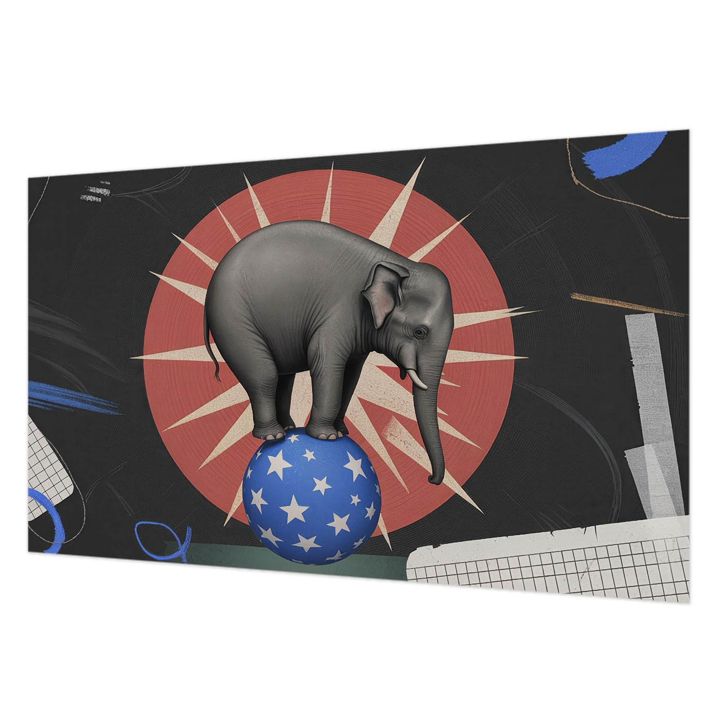 Papier peint intissé éléphant de cirque 416x254 cm avec colle incluse pour déco salon