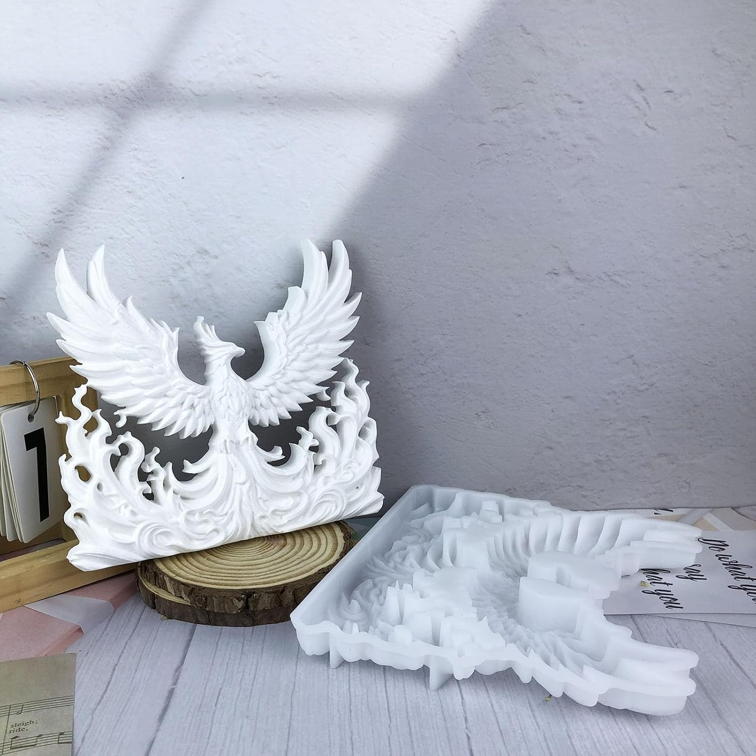 Tone Fun Fire Phoenix Shape Mold Epoxy Resin Casting Kit for Wall Hanging Window Door Decor, DIY Home Office Decorations, Party Supplies (7.64"x7.16"x0.86" Inch)