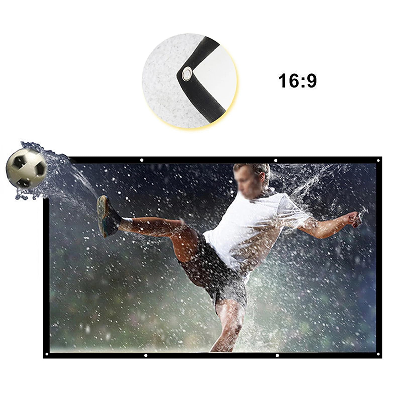 écran de Projection videoprojecteur Écran de Projection Mural Pliable, Facile à Nettoyer, Non perforé, écran Souple Blanc repassable de 60 à 150 Pouces(100 inch)