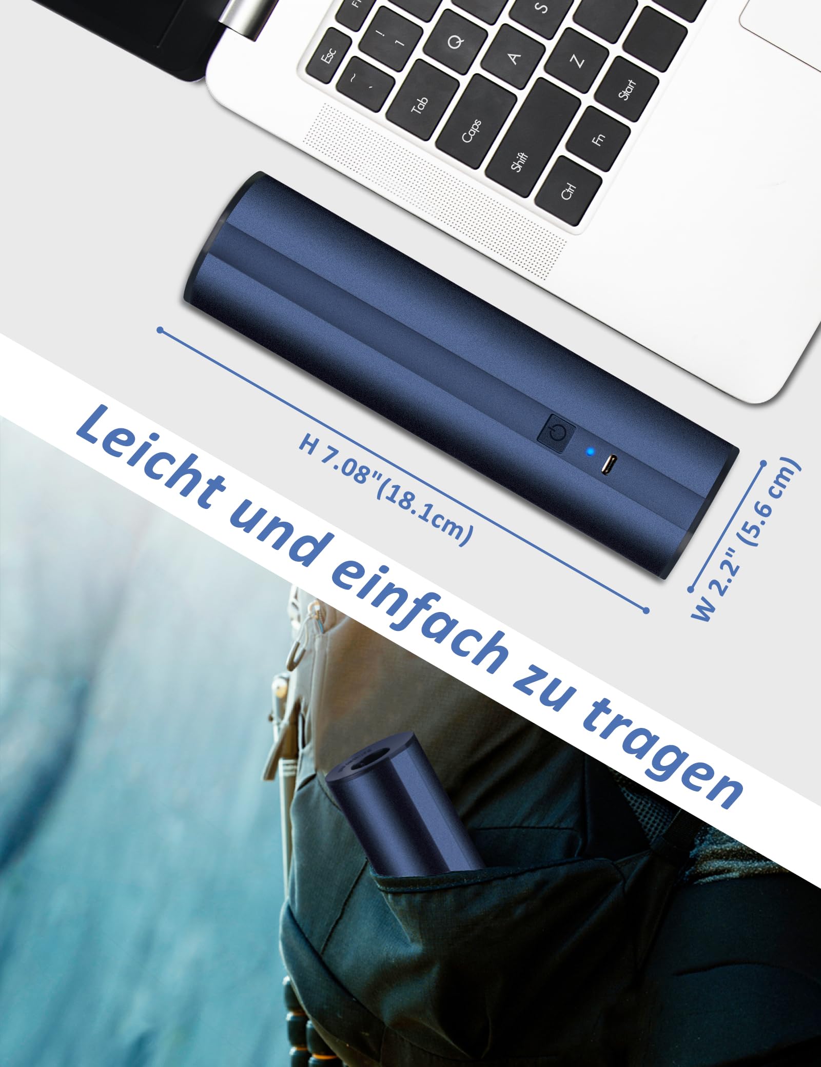 Bezprzewodowa elektryczna pompka powietrza z akumulatorem 2 × 2000 mAh do basenu, pontonu i materaca dmuchanego – szybkie napełnianie z 4 dyszami