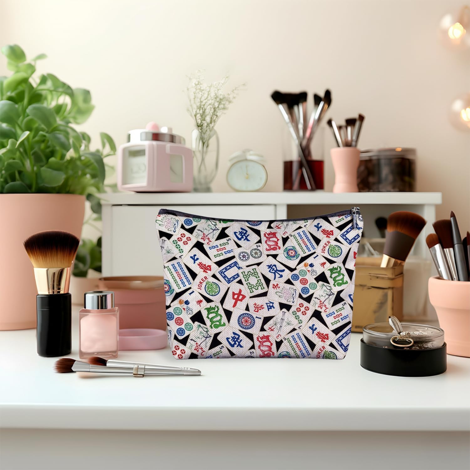 Mahjong Gifts Cosmetic Bag - Mahjong Makeup Bag Women's Zippered Bag for Purse, Mahjong Cosmetic Bags for Women - Image 5
