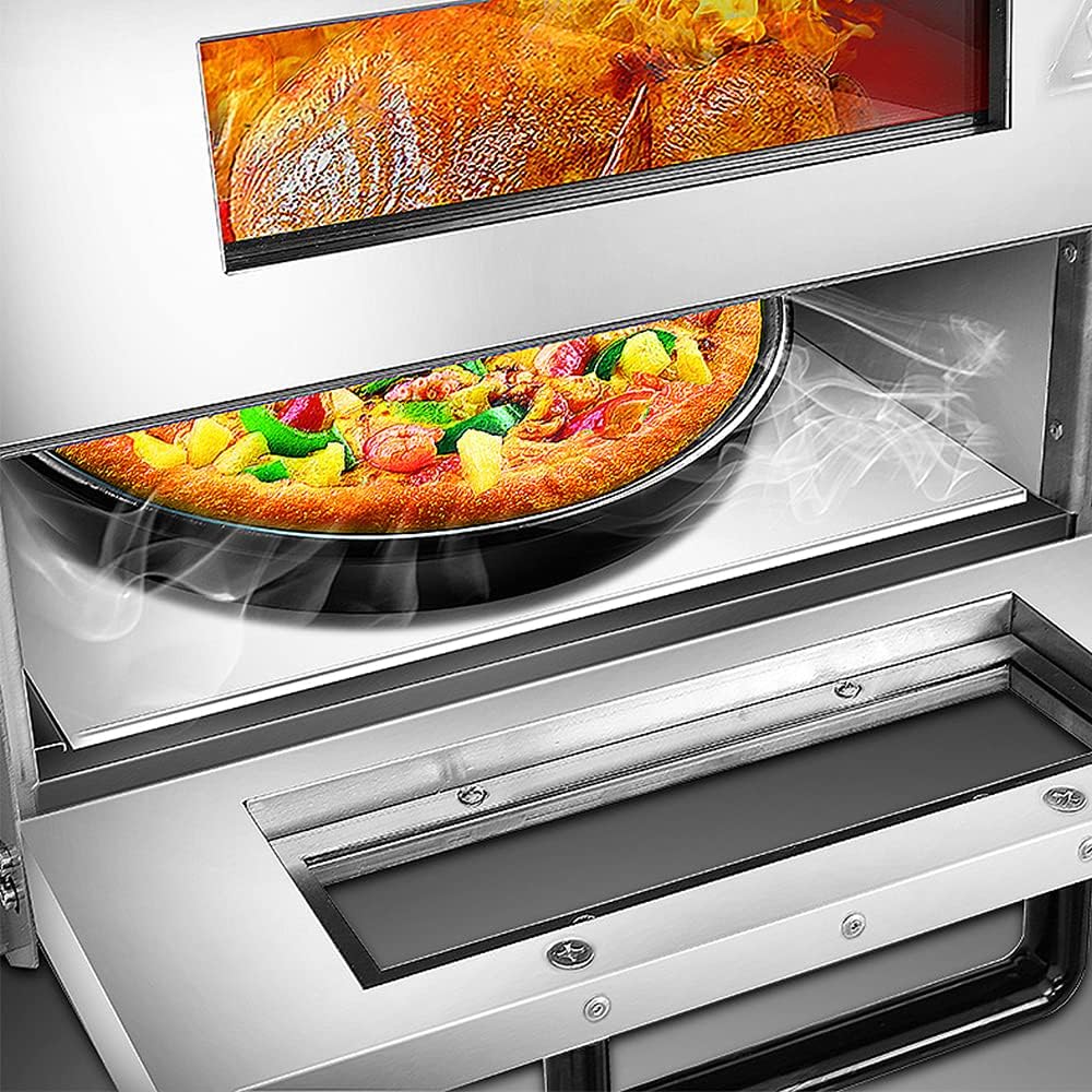 ZXMT Commercial Pizza Oven Double Oven 1700W 16 inch Stainless Steel Pizza Electric Countertop Pizza and Snack Oven Multipurpose Indoor Pizza oven for Restaurant Home Pretzels Roast Yakitori 110V