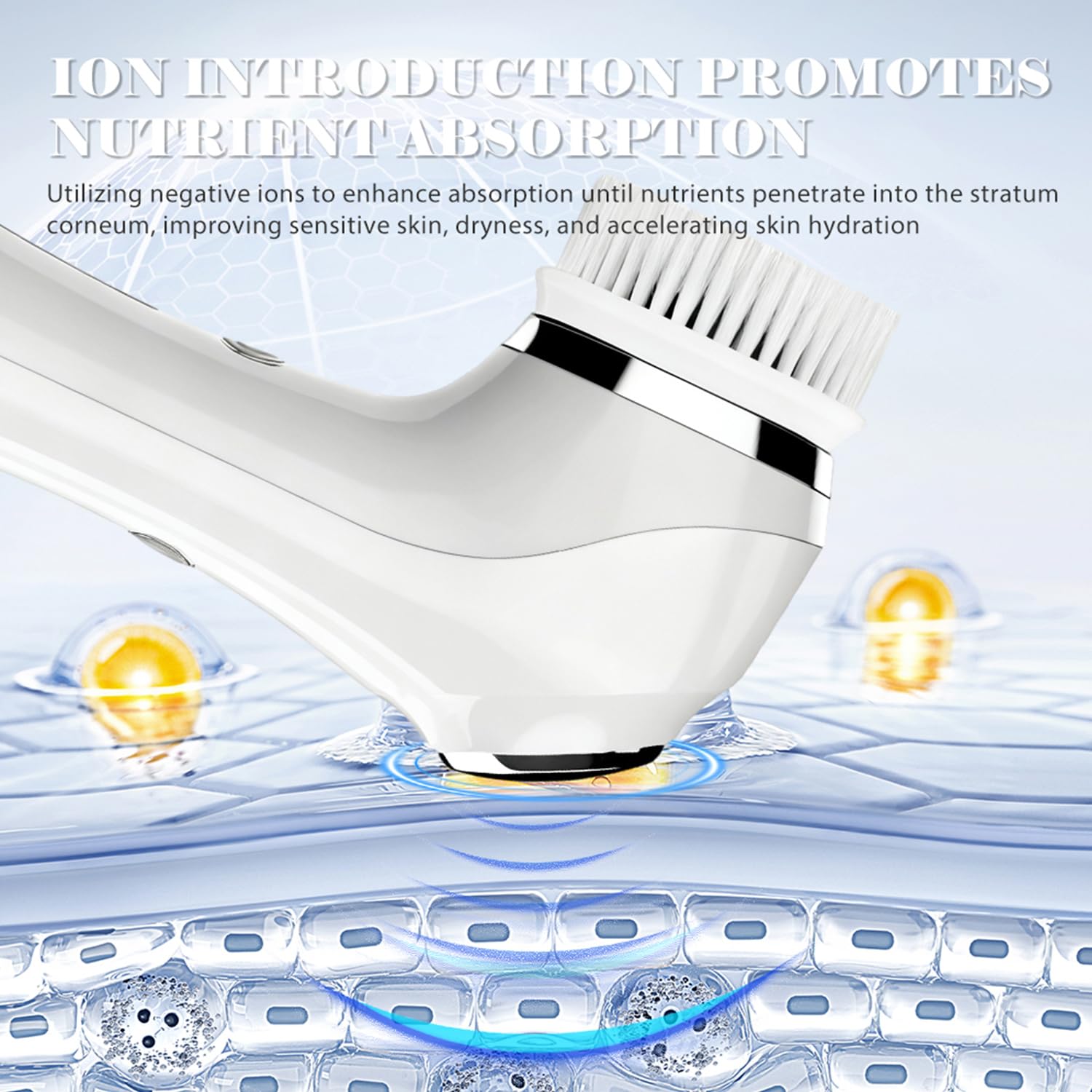 Cepillo eléctrico de limpieza facial, 3 en 1, cepillo eléctrico con 4 cabezales de cepillo, masajeador facial EMS con calefacción, limpieza facial impermeable, limpieza facial profunda 360°