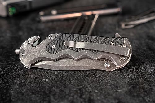 Miniatura 2 de Smith & Wesson Border Guard SWBG10S - Cuchillo plegable SS de 8.3 pulgadas de alto carbono con hoja dentada de 3.5 pulgadas y mango de aluminio para