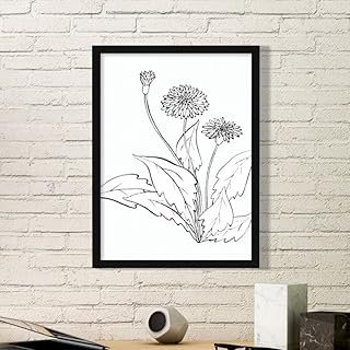 DIYTHINKER - Cuadro de madera con diseño de diente de león, color blanco y negro