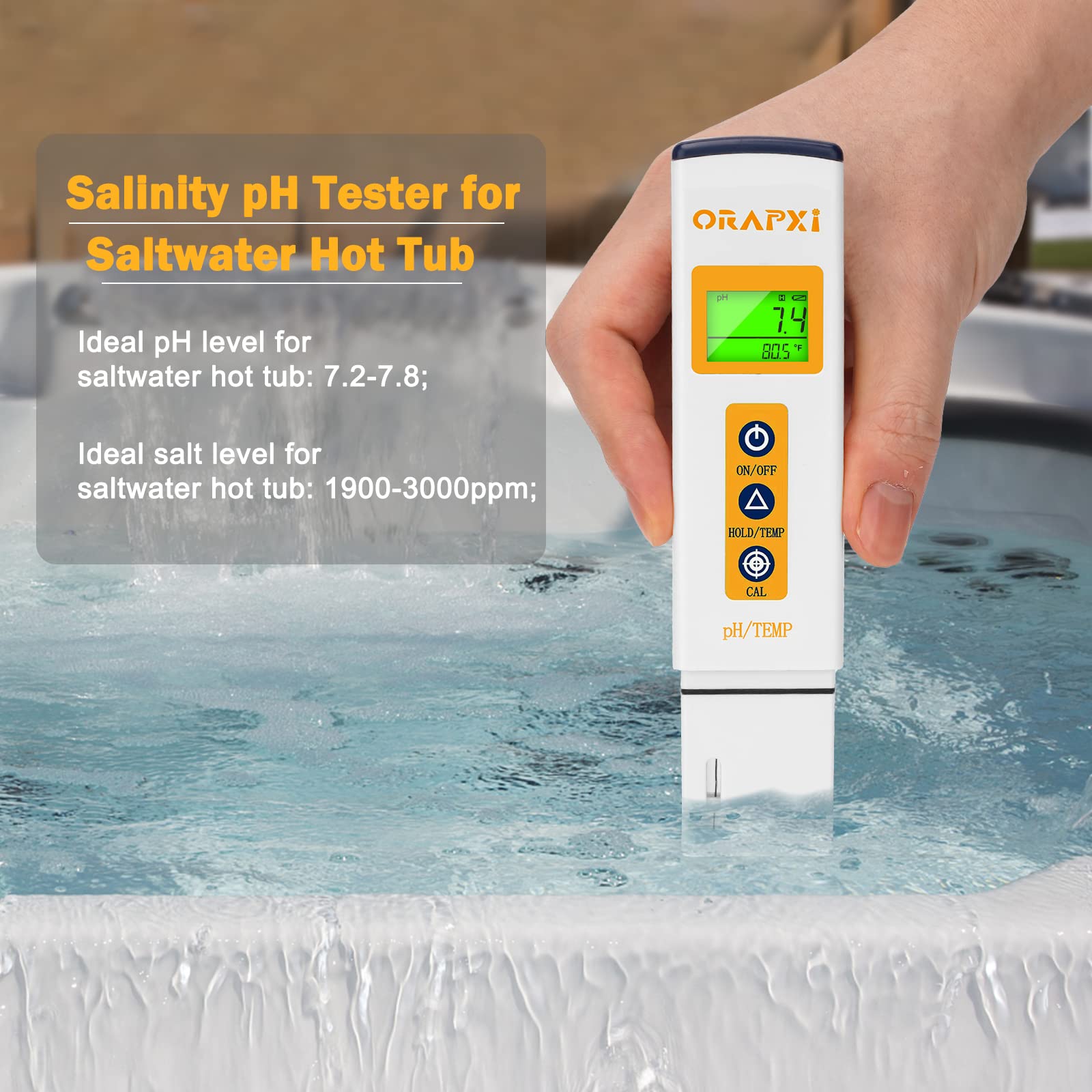 Snapklik.com : ORAPXI Pool Salt Tester And pH Tester For Saltwater Pool ...