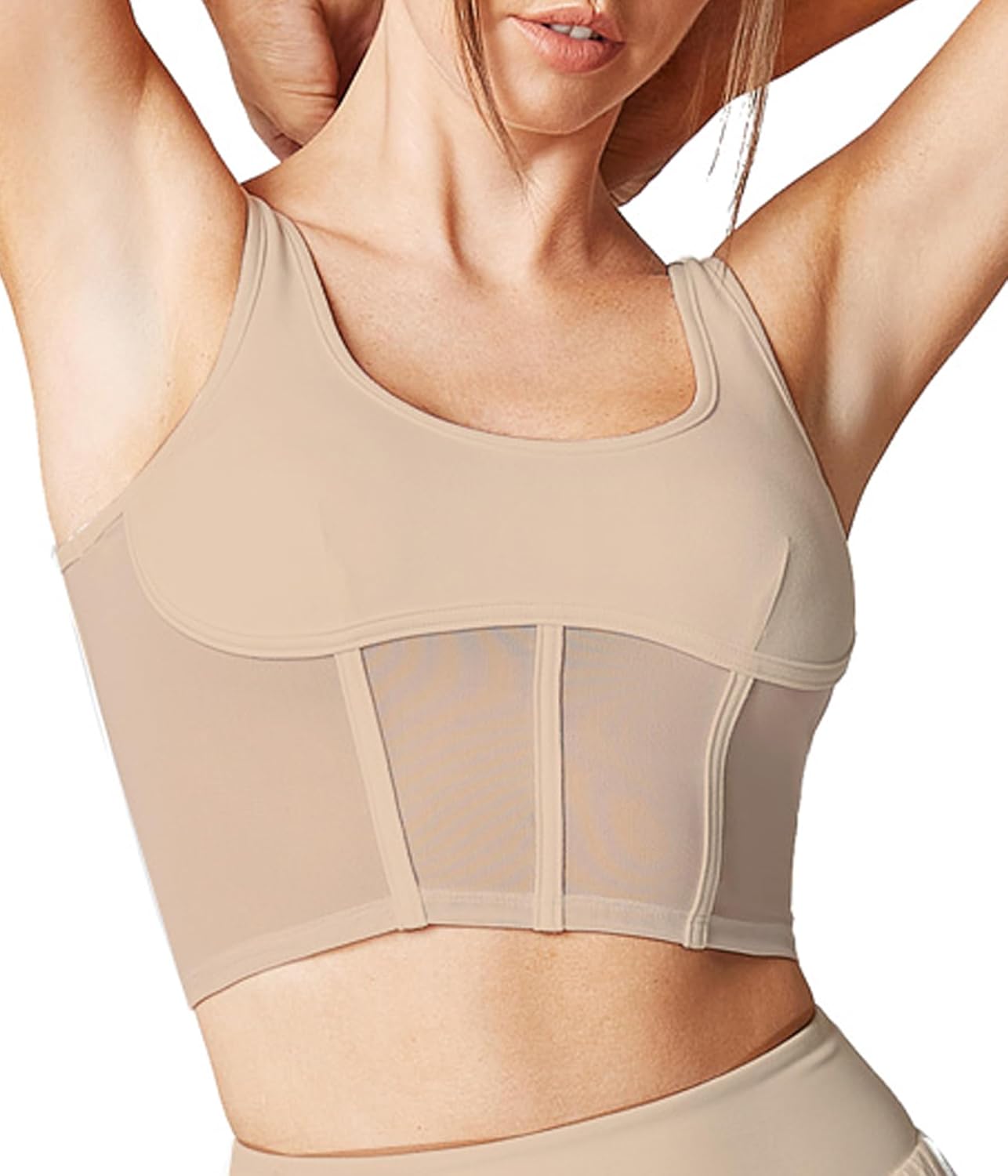 Open Back Padded Built-in Sports Bra Longline Sports Bras Low Back Yoga Fitness Workout Crop Top Tank Bra - Image 2