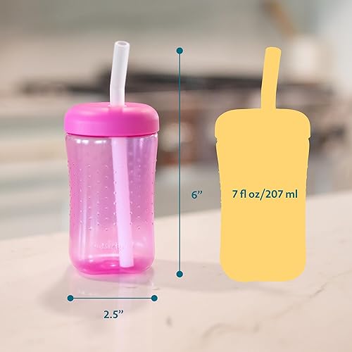 Miniatura 5 de The First Years Squeeze & Sip - Vasos con pajita para niños pequeños, taza de transición exprimible con popote de silicona, suministros de amarillo