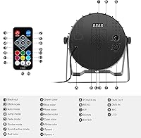 Vista 5 de 36 luces LED RGB para escenarios – OPPSK 36 W activadas por sonido multimodos – Control remoto DMX – Eléctrico con cable – Uplights para eventos