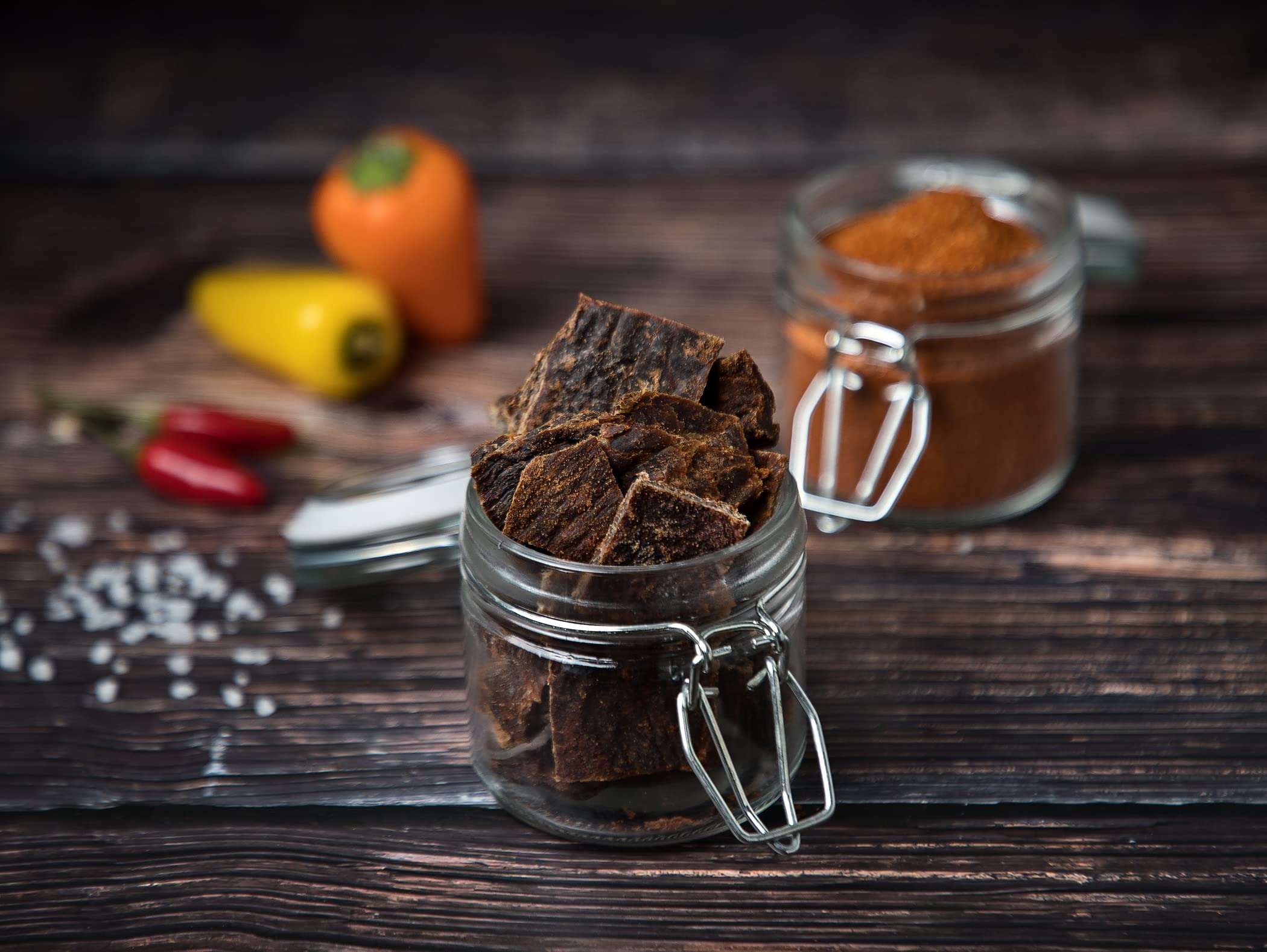 Craftsman Beef Jerky Spicy | Trockenfleisch aus Deutschland - Bayern | Set 5 x 100g = 500g | 100% natürlich ohne Zucker | 100% Rind | High Protein 68% | Dörrfleisch Chili Scharf
