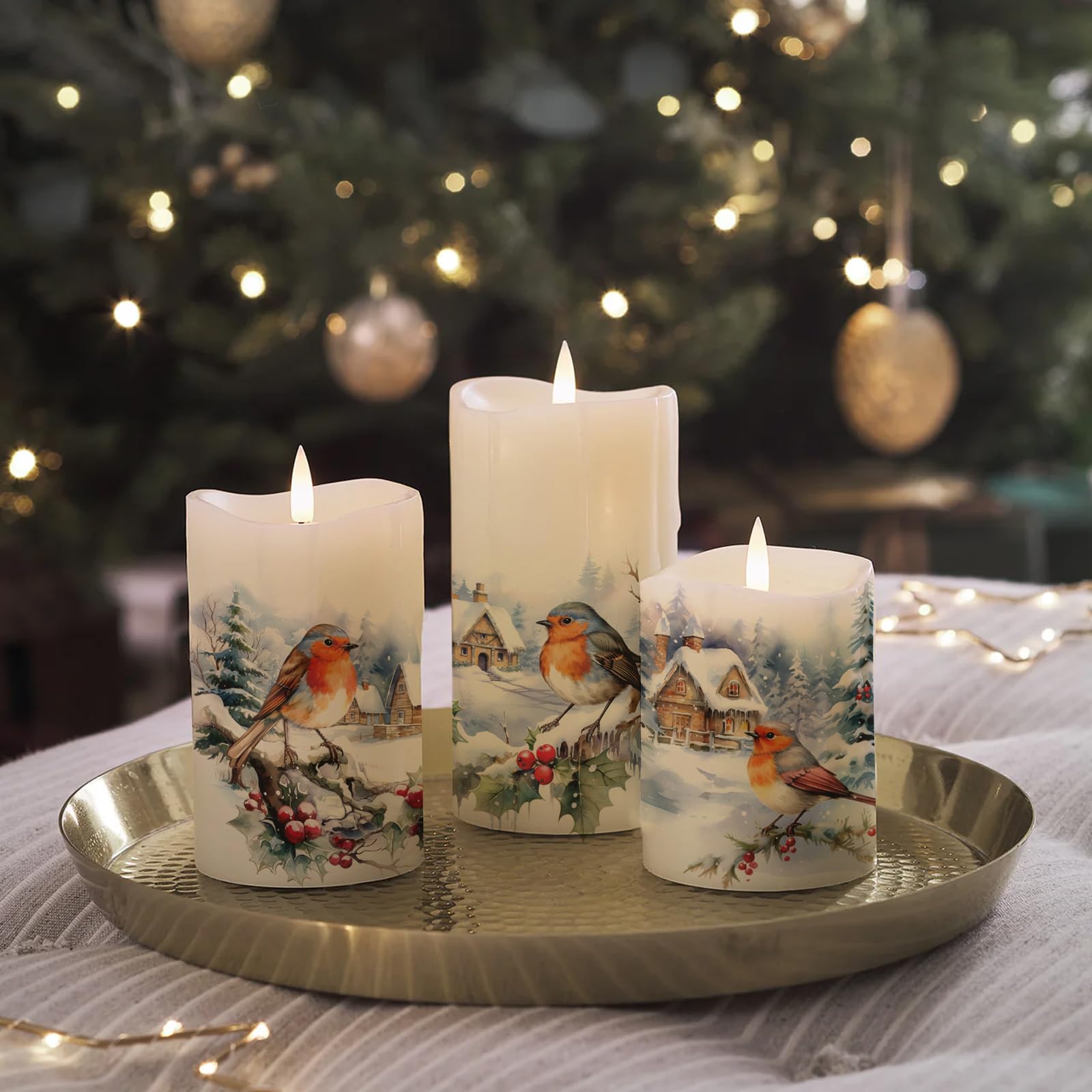 Kerst kaarsen tattoo, waterschuiffolie kaarsen, 4 stuks