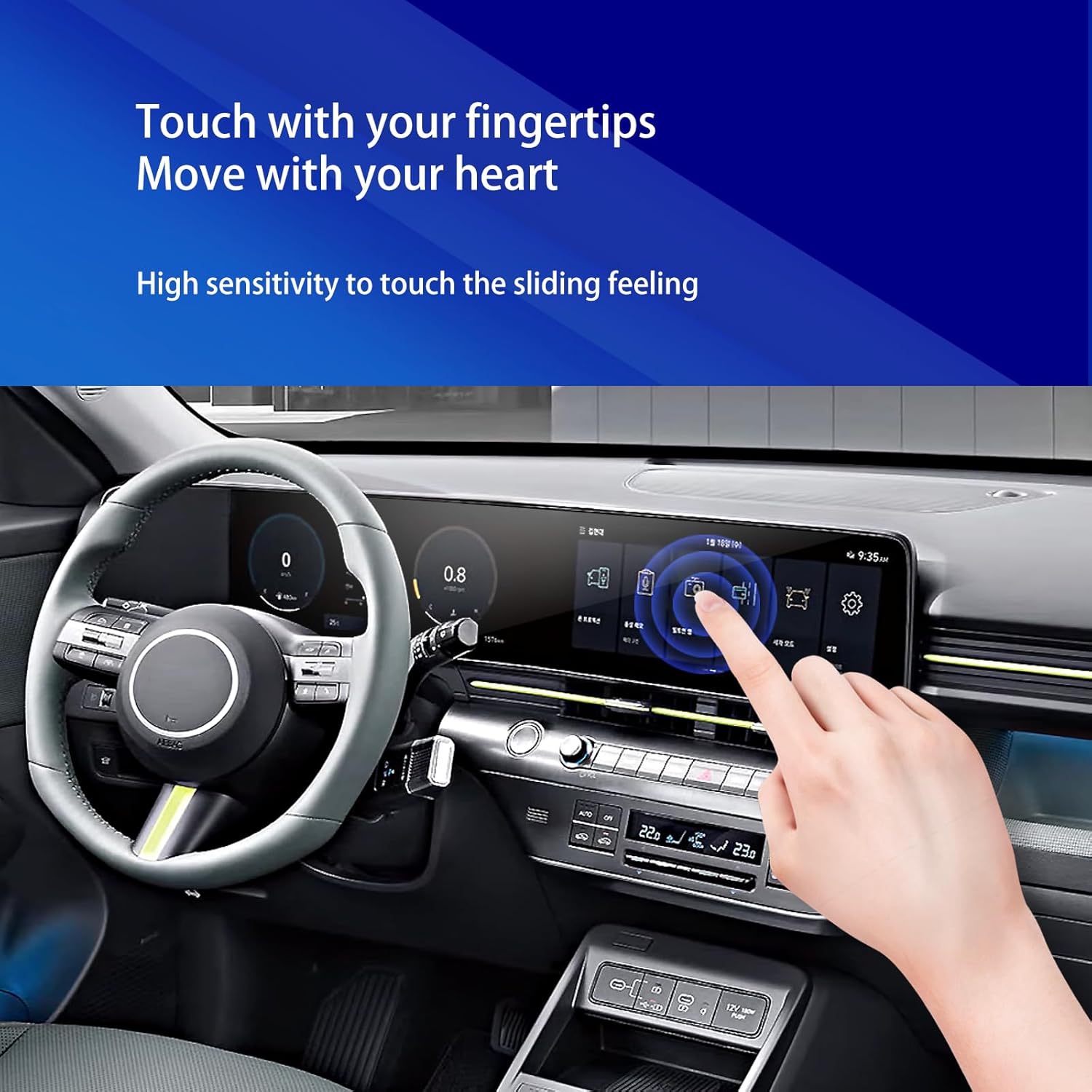 2025 2026 Hyundai Kona Screen Protector for 2024 2025 2026 Hyundai Kona N Line/Limited Dual 12.3Inch Plastic Screen Protector HD Touchscreen Protective Film for 2025 Kona Accessories (2pcs)