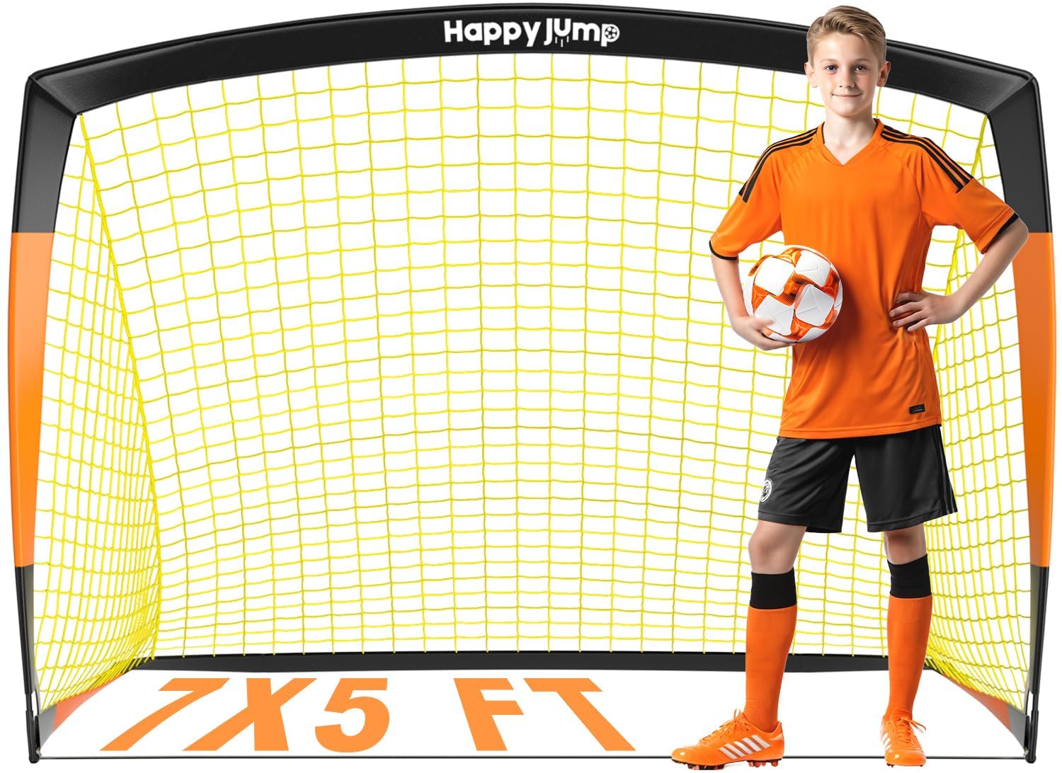 Happy Jump Kids Backyard Soccer Goals 7x5 &amp; 5x3.6 FT, Portable Outdoor Play
