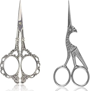 BIHRTC Small Sewing Scissors Embroidery Scissors Strork Crane Scissors 2Pairs 4.5 Inch Sharp Stainless Steel Pointed Tip D...
