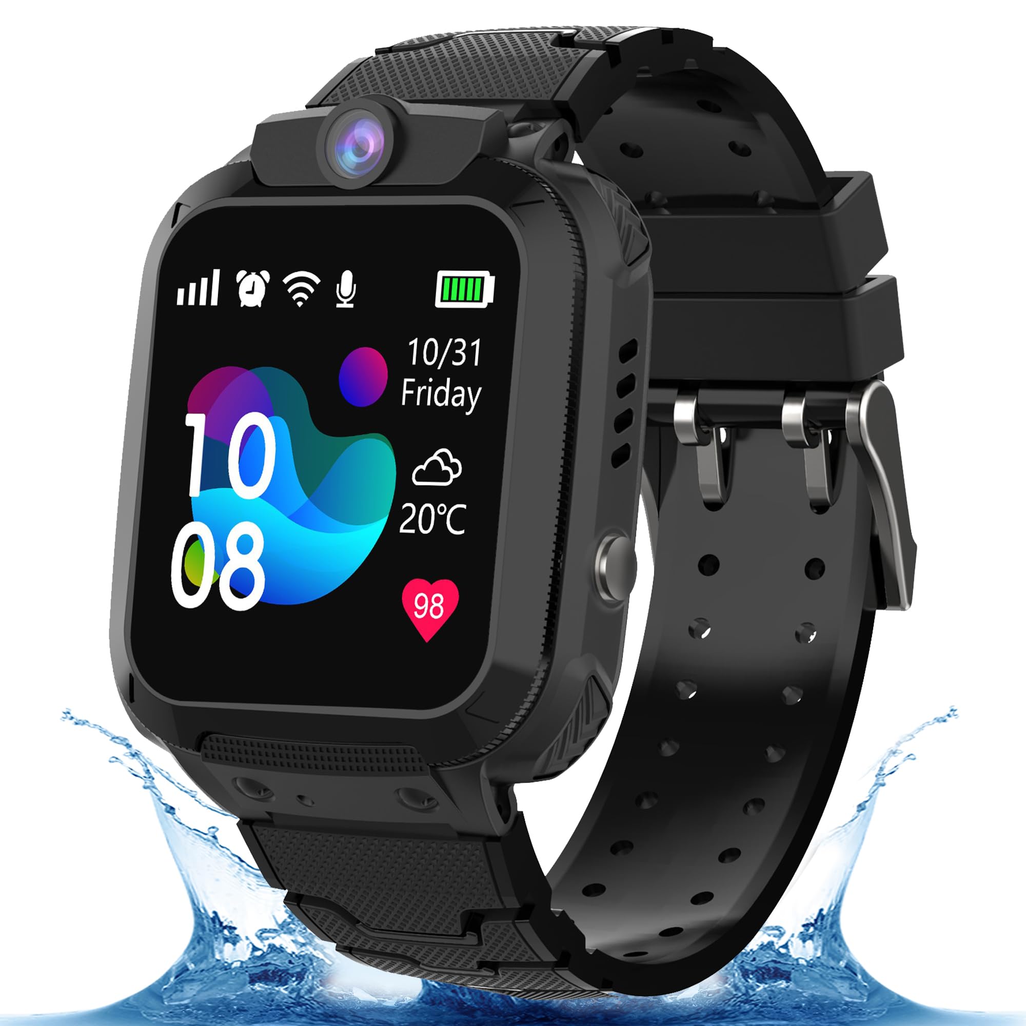 Reloj Inteligente NiƱo GPS, Smartwatch NiƱos con SOS y Llamadas, IP68 Impermeable, Bidireccional Chat de Voz, Clase Modo, 10 Contacto, Juegos, CƔmara, Despertador, Regalos para NiƱos y NiƱas 4-15 AƱos