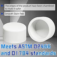 Vista 4 de Tapón de PVC blanco de 1-1/2 pulgadas para extremo de tubería, 10 piezas de conector de adaptador de rosca de PVC para tubería, conector de tapón