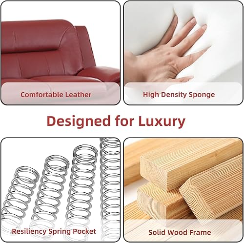 Miniatura 6 de Sofá modular de cuero, muebles de sala de estar, juego de sofá de 3 piezas, sofá modular reclinable de piel sintética con patas resistentes