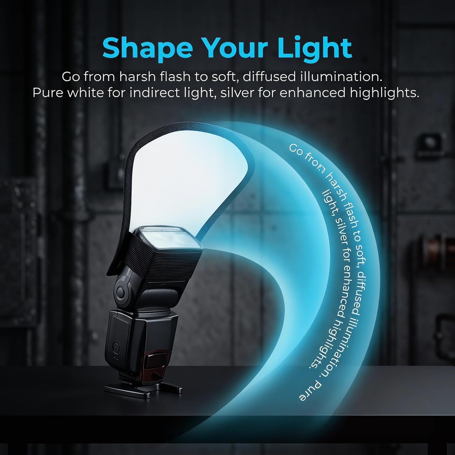 ARTIBETTER Flash Diffuser Softbox Universal Two-Sided Camera Flash Reflector Board for Speedlight Reduces Hard Shadows for Indoor and Outdoor Photography