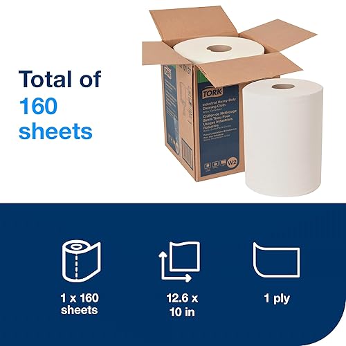 Miniatura 2 de Tork Paño de limpieza resistente blanco W1, alimentación central, 1 x 160 pies, 570137