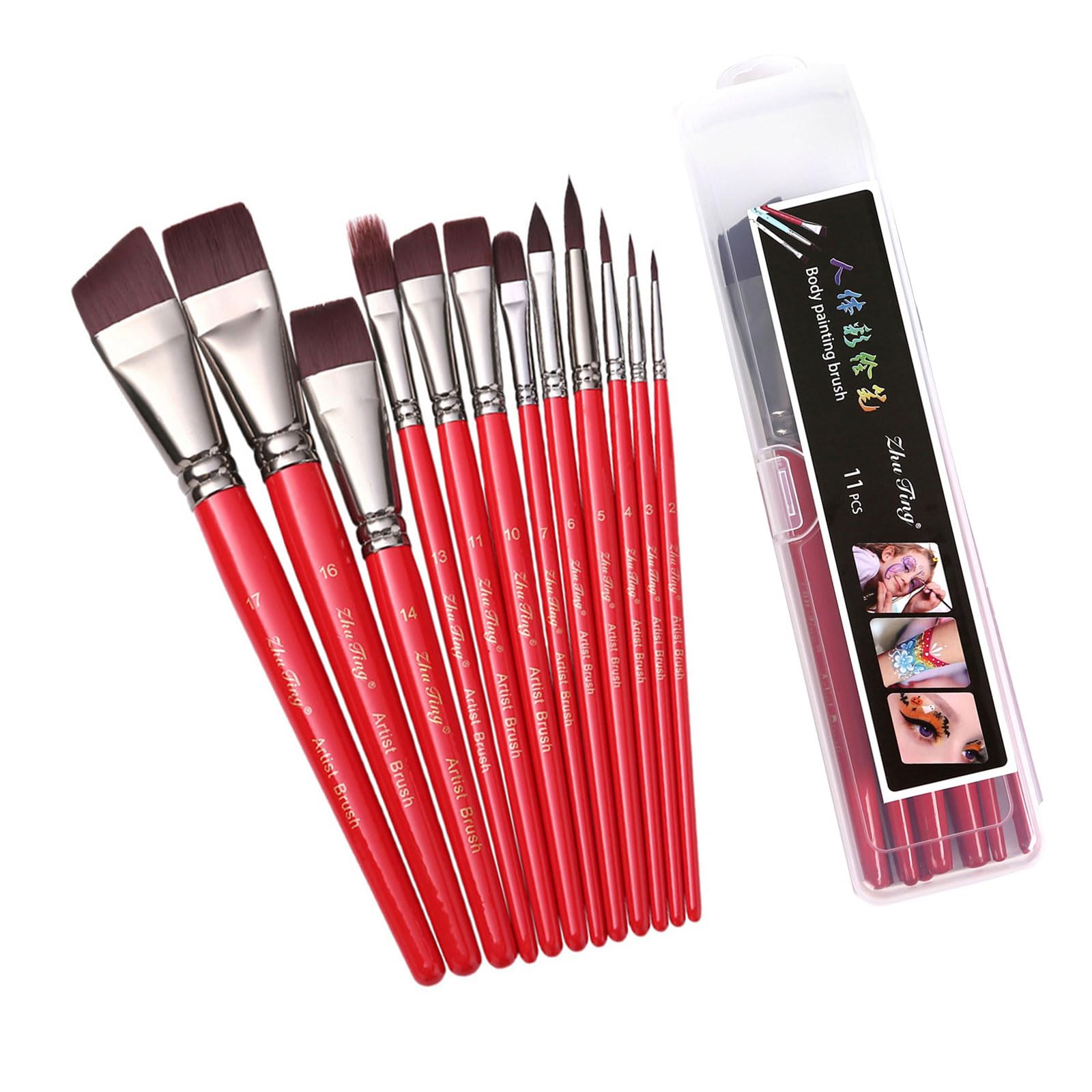 12x Human Body Painting Brushes Set Watercolor Paint Brush Nylon Hair Paint Brushes Face Brush Set