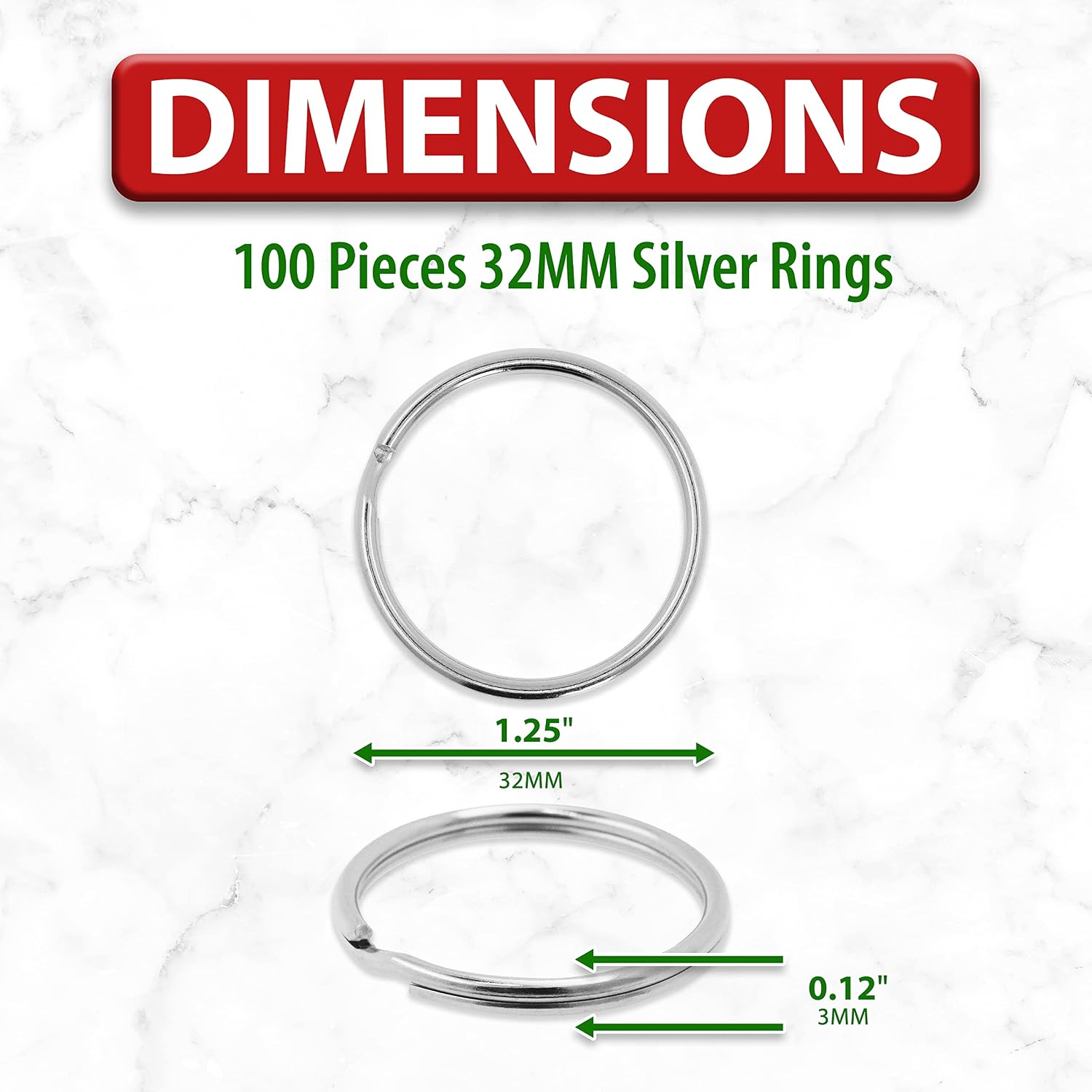 Mandala Crafts 1.25 Inch Metal Key Rings – 100 Bulk Pack Heavy Duty Rust-Resistant Silver Round Split Keychain Rings for Home, Office, and Car Keys, Pet Tags, Crafts & Keyrings DIY