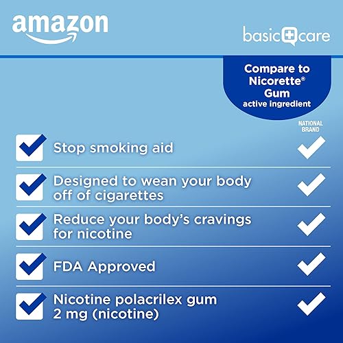 Miniatura 3 de Tienda Basic Care Goma de mascar Polacrilex de nicotina sin recubrimiento, 2 mg, sabor original, ayuda para dejar de fumar, 310 unidades