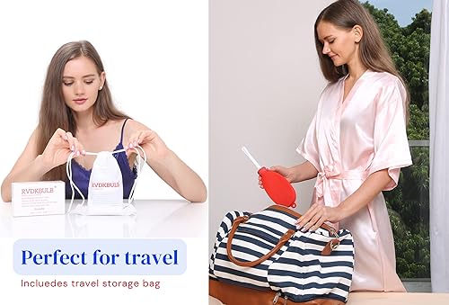 Miniatura 8 de Kit compacto de ducha de silicona, tamaño de bolsillo, bolsa de ducha de viaje reutilizable, capacidad de 24 onzas líquidas, color rojo