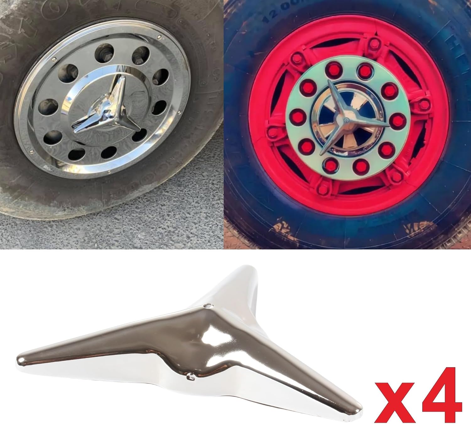 4pcs Metal 3-Bar Spinner Truck Van Wheel Center Hub Cap Hubcaps Cover Universal Fit Silver