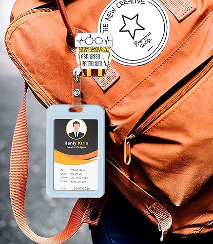 Miniatura 6 de Tian Zhun Carrete retráctil de acrílico amarillo con clip de identificación para CNA, médico, enfermera, profesor, empleado de oficina, accesorios