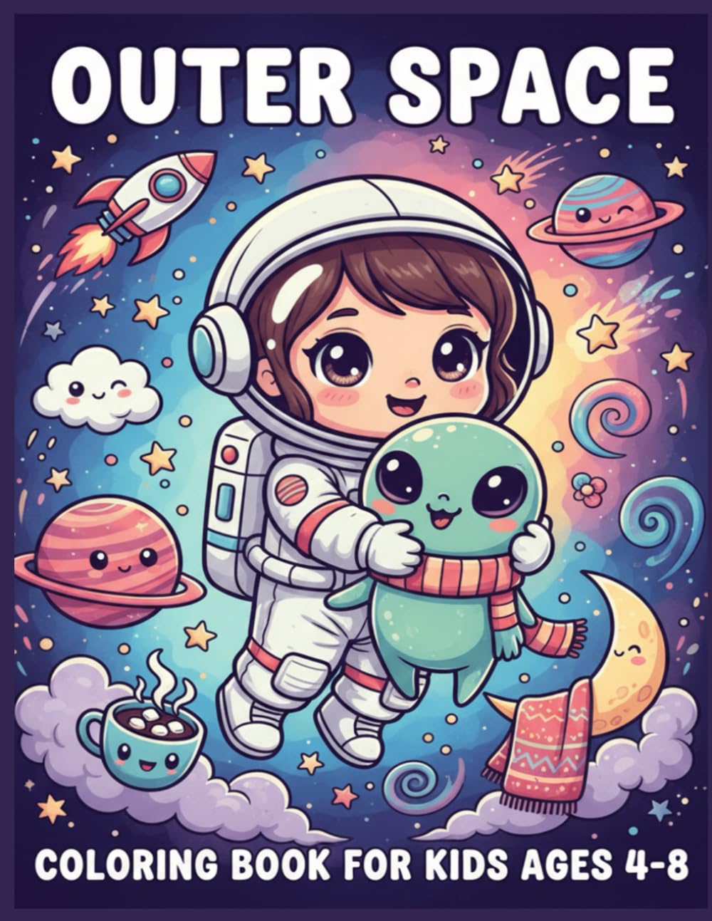 Outer Space Coloring Book for Kids Ages 4-8: Fantastic Planets, Astronauts, Rockets, Spaceships, Aliens, Stars, and Solar System Adventures – Fun, Educational, and Easy Designs for Young Explorers