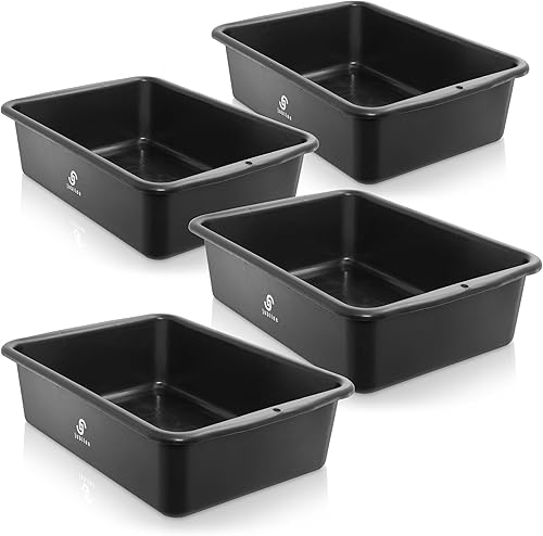 Miniatura 3 de Jubilee 4 cubos de almacenamiento de plástico, bañera utilitaria de autobús, caja comercial resistente para lavavajillas, organización y