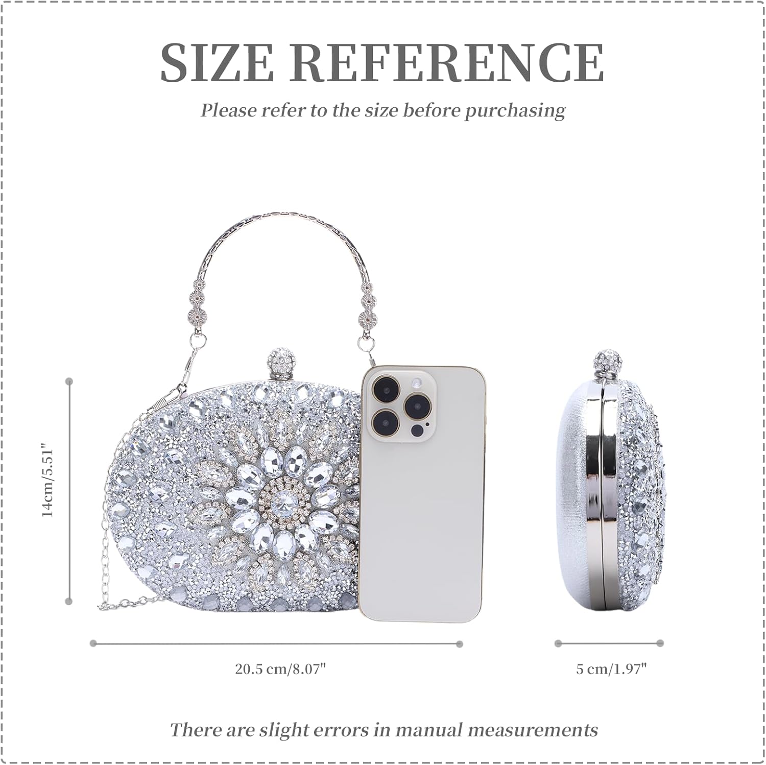 Fecialy Clutch Purses for Women Evening Bag Crystal Handbag Luxury Rhinestone Clutch for Wedding Party