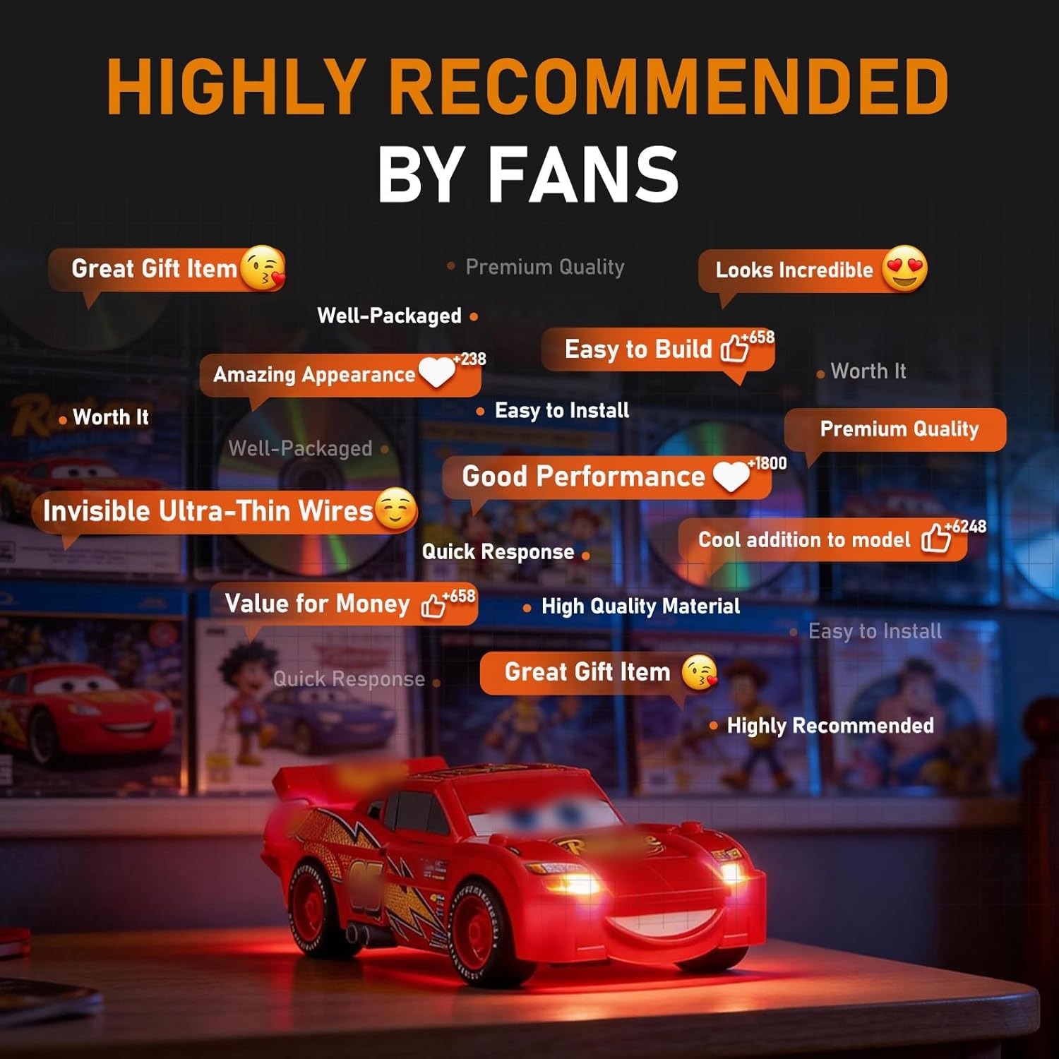 LIGHTAILING Led Light for Lego-77255 Lightning McQueen - Easy Install, Hidden Wiring, Home Decor & Gift-Ready (Model Not Included)