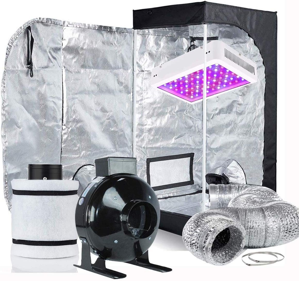 Grow Tents Grow Light Complete Kits / 300W LED Grow Lights+4 Inch Grow Tents Fan and Filter Ventilation Kits (32X32X63 INCH) Indoor Grow Tent System for Indoor Plants