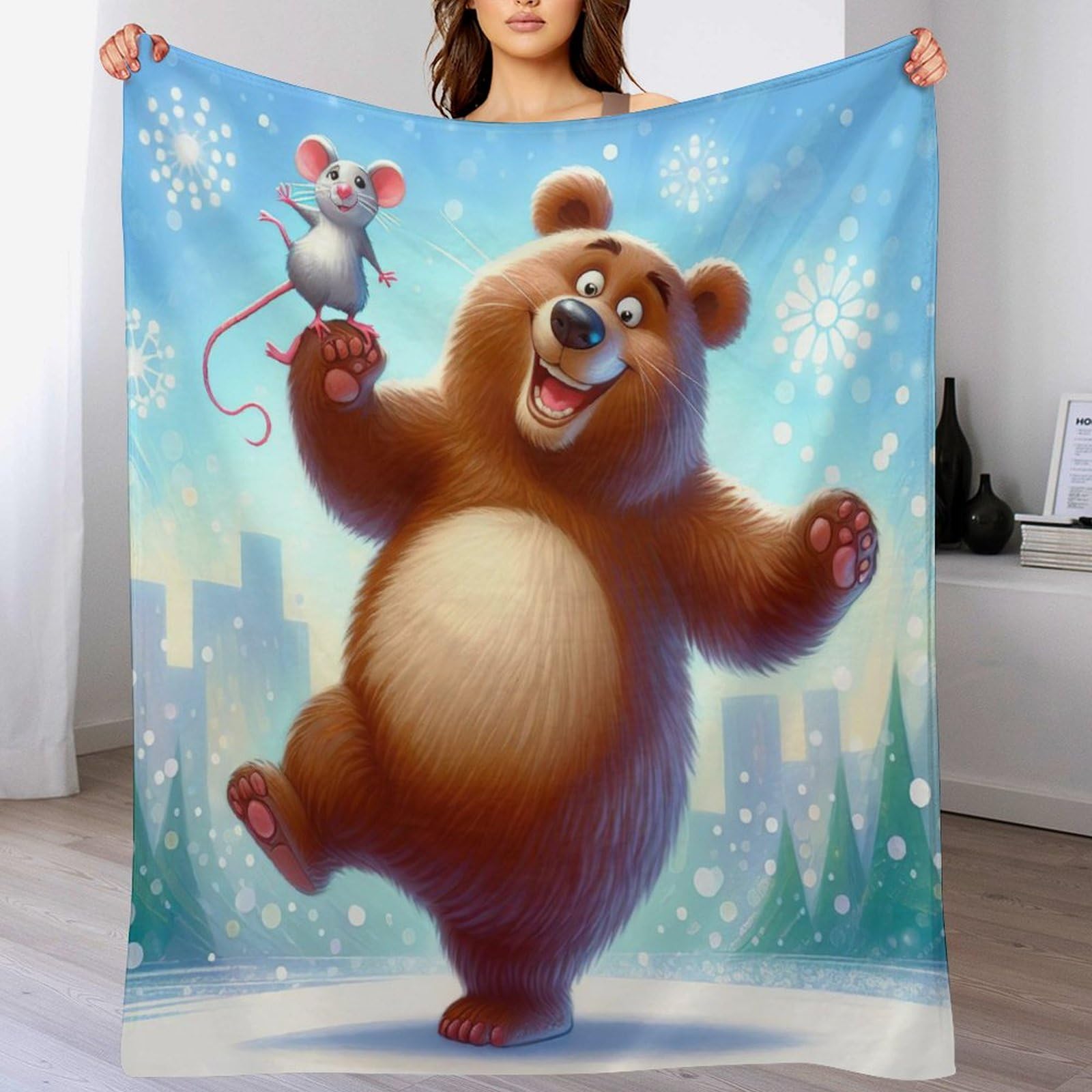 Manta de forro polar de oso animal para tardes de sofá y cama