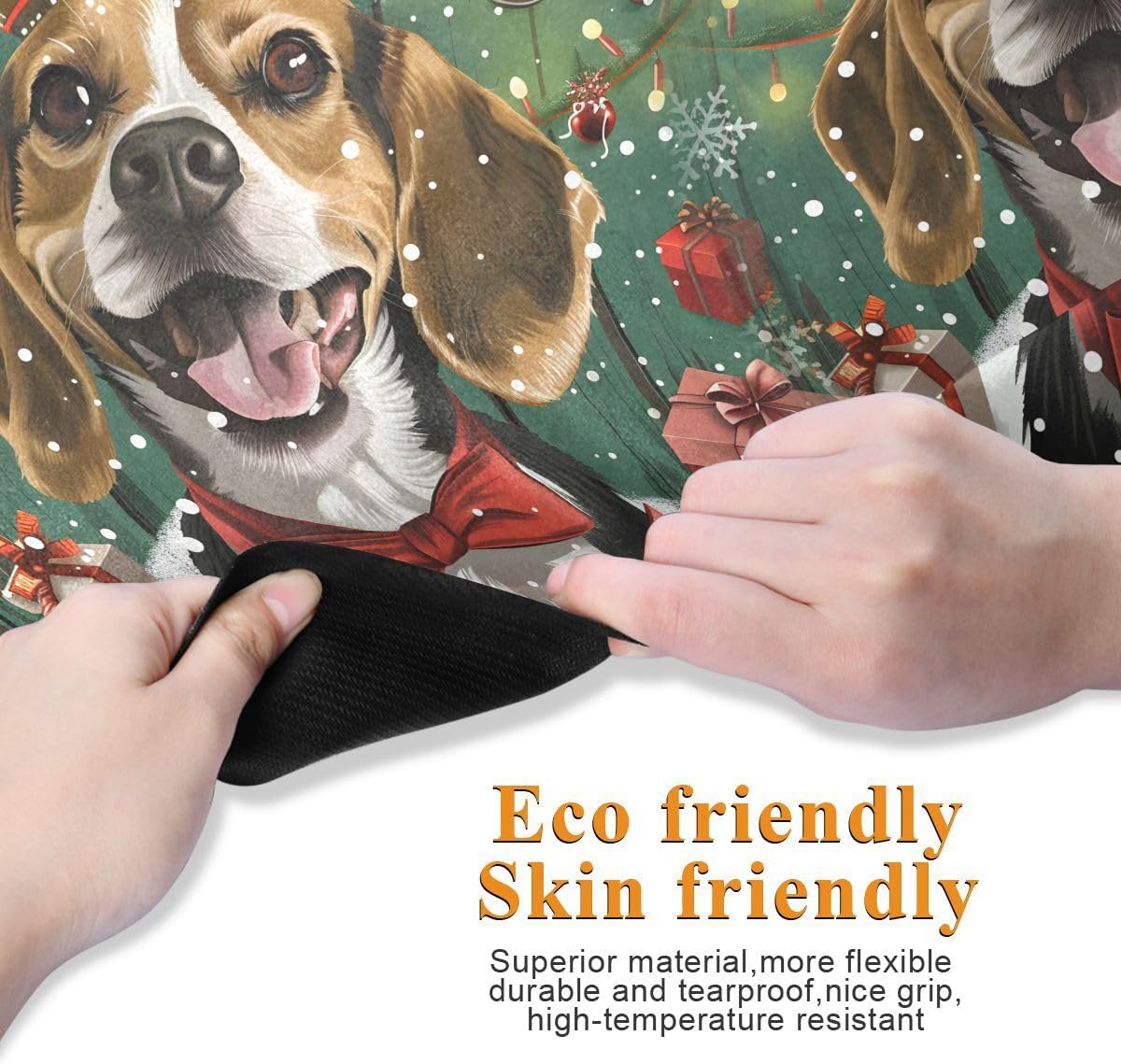 ALAZA Beagle Dog Reindeer Gift Yoga Mat Non Slip Fitness Exercise Mat, Workout Mat for Yoga, Pilates and Floor Exercises