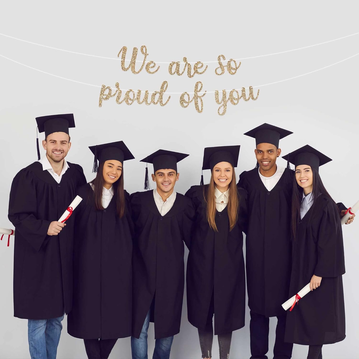 Pre-strung We Are So Proud of You Banner - No DIY - Gold Glitter Graduation Party Banner - Pre-strung Garland on 6 ft Strand - Grad Congrats Class of 2026 Decorations & Decor. Did We Mention No DIY - Image 8